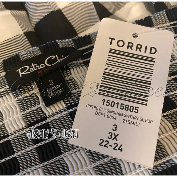 Torrid Retro Chic Black White Gingham Stretch Poplin Midi Skater Swing Dress 3X - Picture 10 of 15